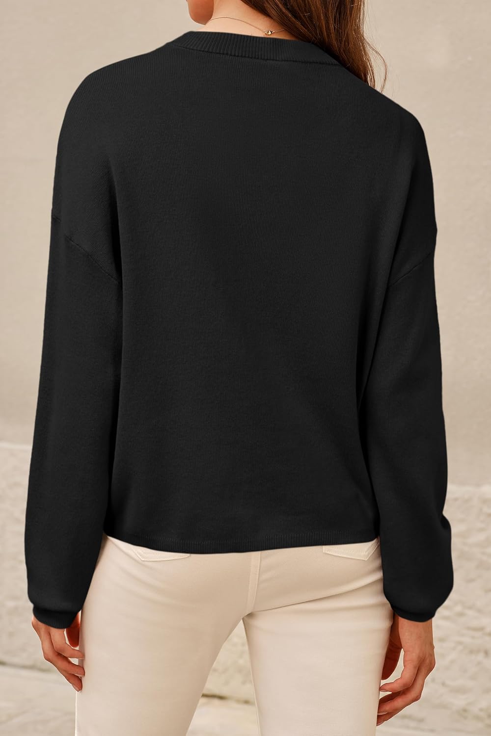 Arach&Cloz Women's 100% Cotton Crew Neck Fall Casual Relaxed Fit Sweater Tops 2025